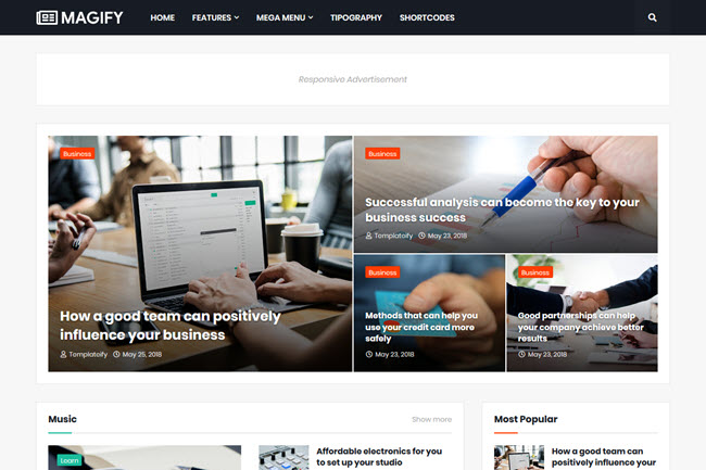 Magify - Responsive News & Magazine Blogger Template