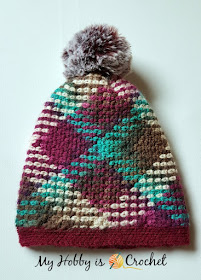 Argyle Hat with Removable Pompom - Free Crochet Pattern