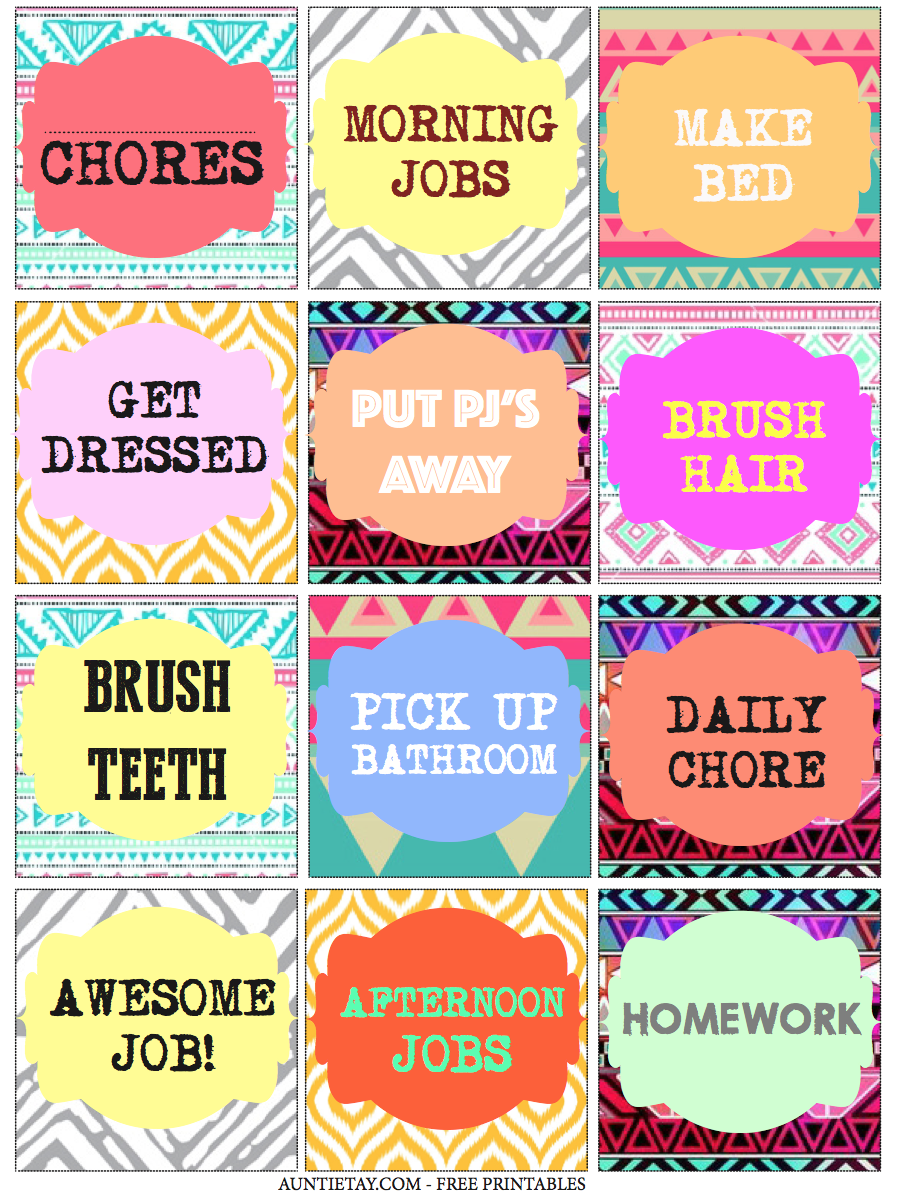 Auntie Tay FREE Printable Chore Cards 