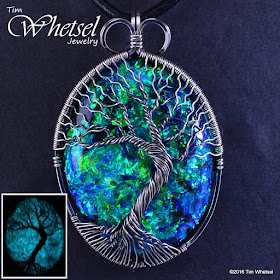 Glow in the Dark Opalescent Orgonite Tree of Life Pendant by Tim Whetsel