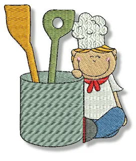 Little Chefs Embroidered Images. 