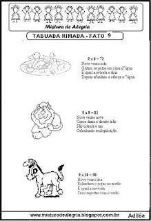 Tabuada rimada Tabuada rimada e ilustrada fato 9