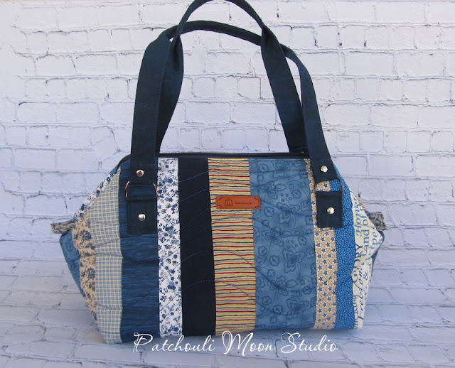 Patchouli Moon Studio~ Large Retreat Bag in Blue Patchwork