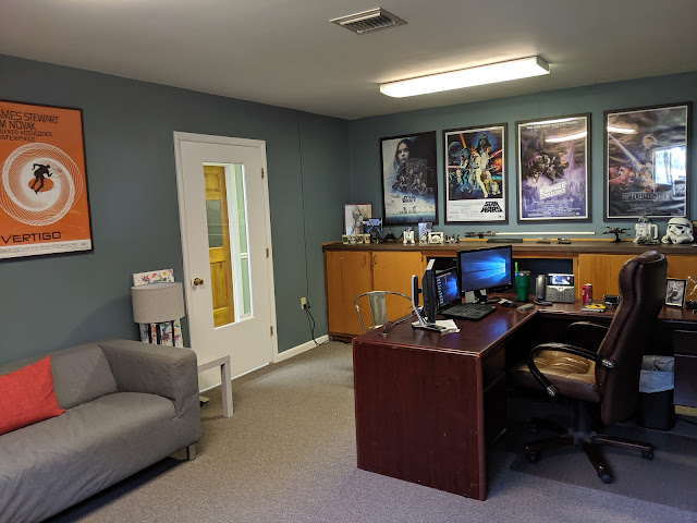 Guy's Nerdy Office Inspiration (Valspar Academy Gray) - www.kristenwoolsey.com