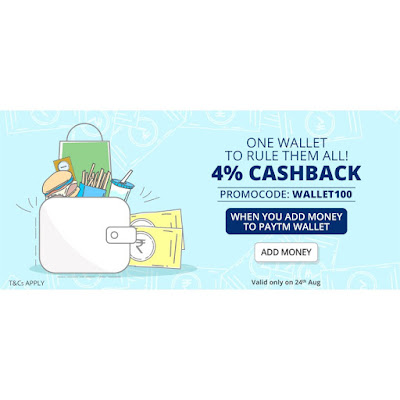 Paytm 4% cashback on wallet