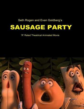 Poster Of Sausage Party 2016 English 350MB BRRip 720p ESubs HEVC Free Download Watch Online downloadhub.in