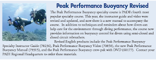 new PADI Peak Performance Buoyancy book and DVD