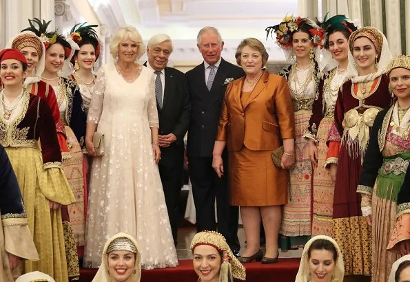 Prince Charles, the Duchess of Cornwall, President Prokopis Pavlopoulos, Vlassia Pavlopoulou, Alexis Tsipras and Betty Baziana