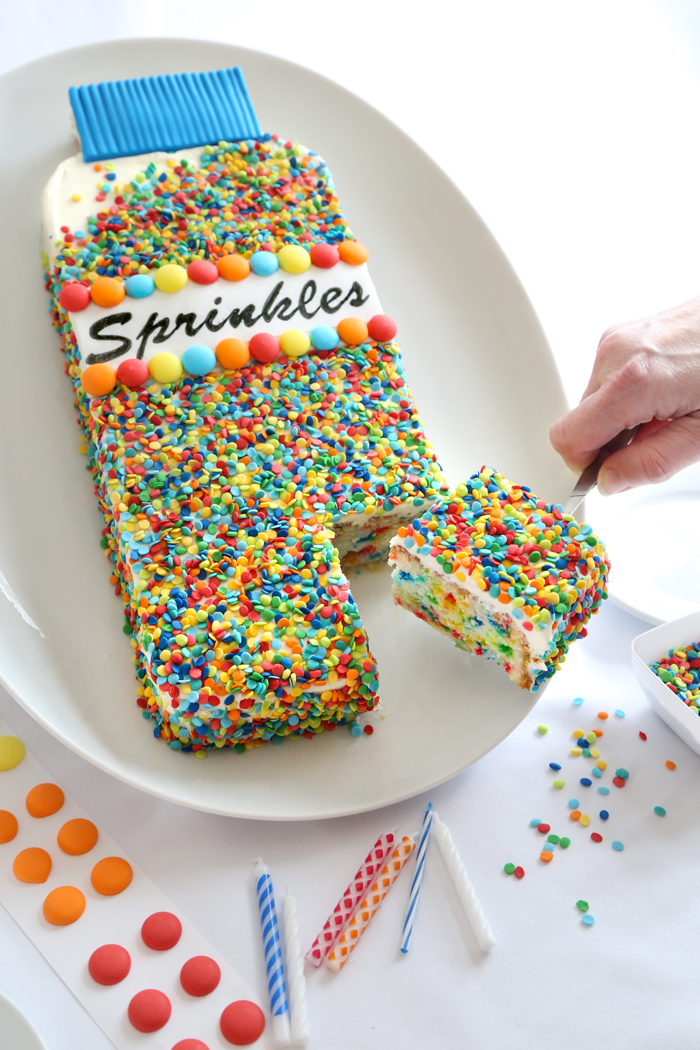 bottle of sprinkles cake homemade funfetti sheet cake sprinkle bakes 1 4 sheet pan