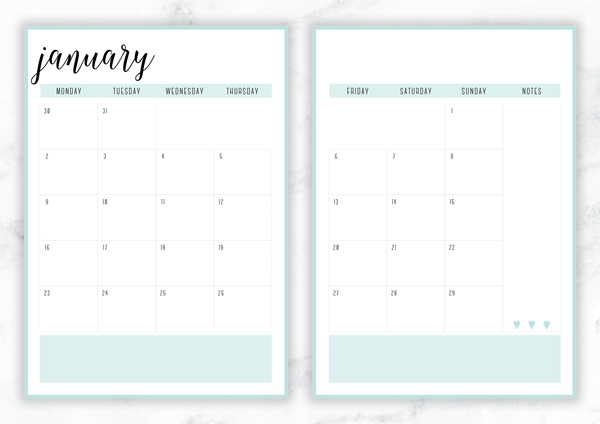 Free Printable Irma 2017 Monthly Calendars & Planners // Eliza Ellis. Available in 6 colors and in both A4 and A5 sizes. Daily and weekly diaries and planners also available.