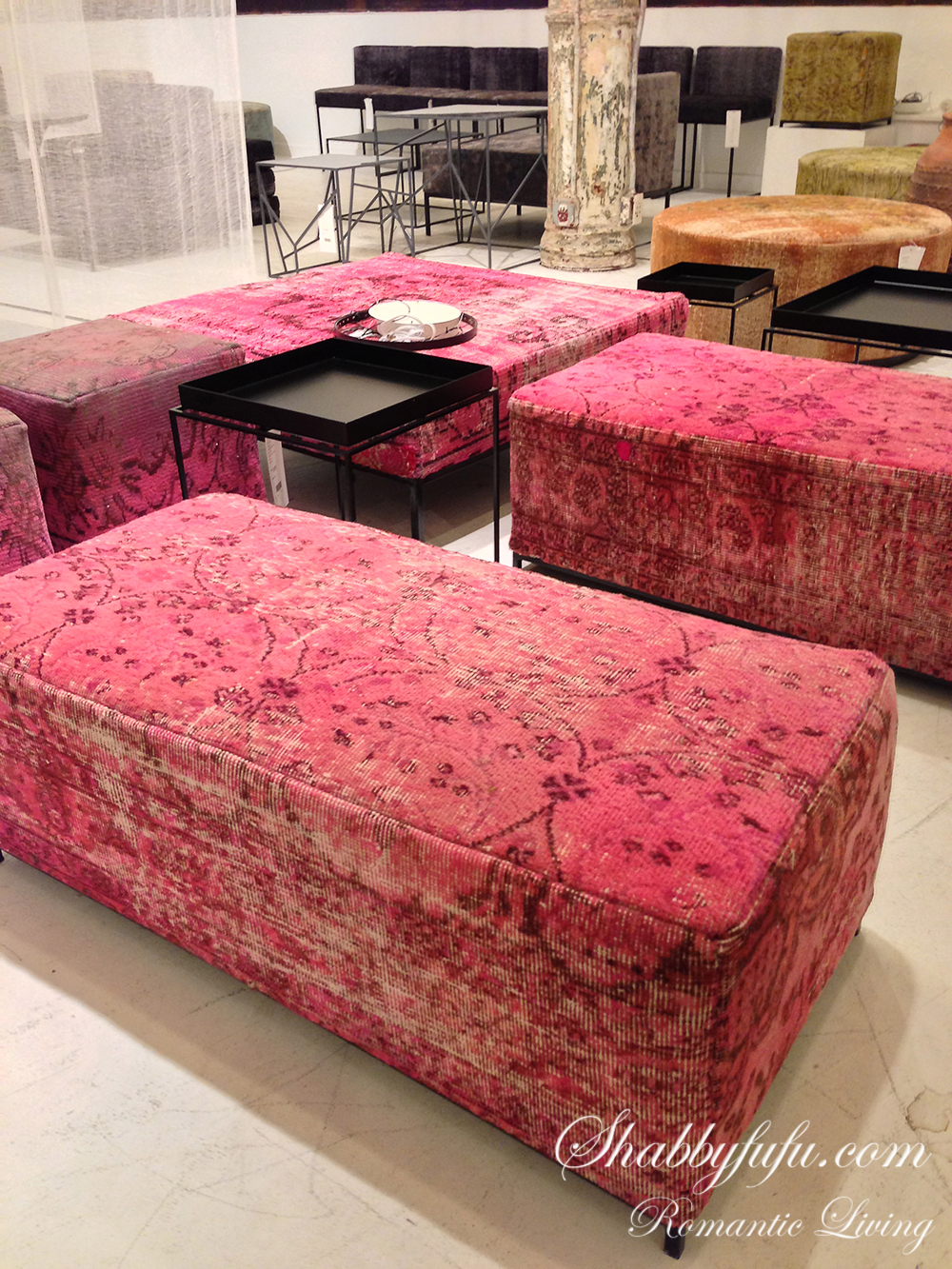 Fabulous Girl's Weekend In New York City pink velvet ottomans