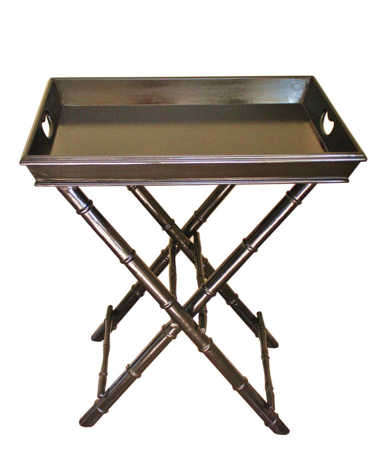 High Street Market Black Faux Bamboo Tray Table