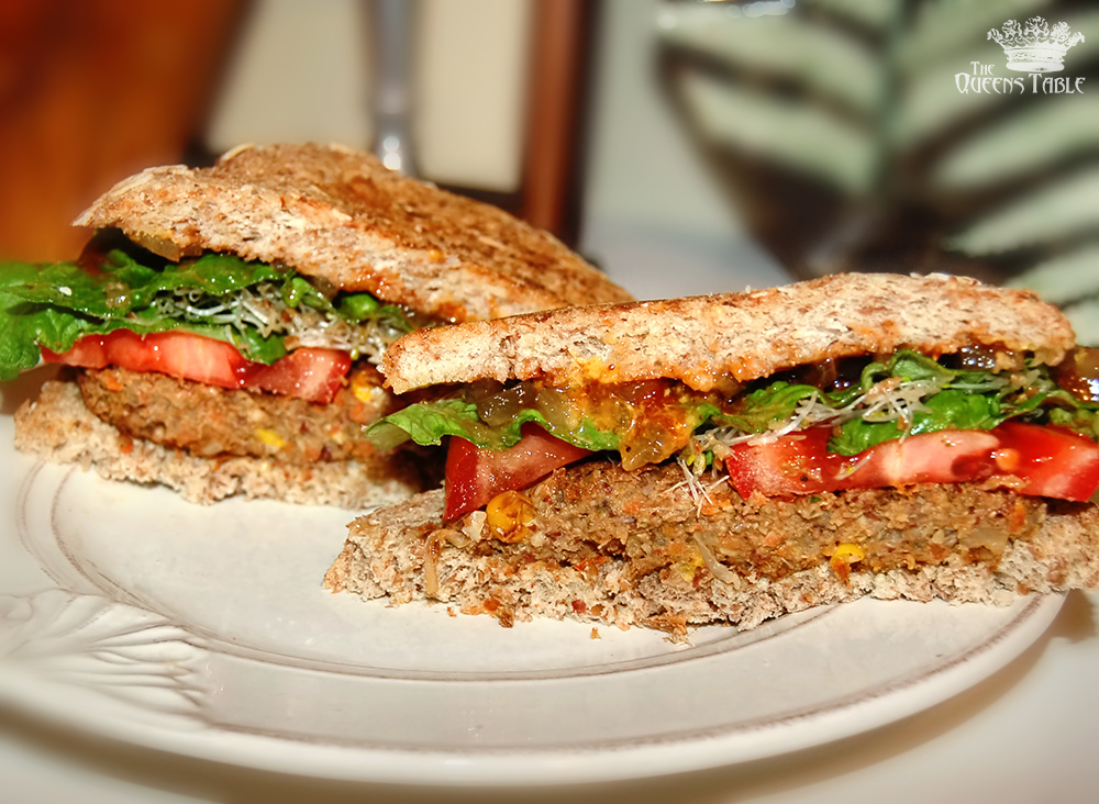 The Queen's Table Vegan Quinoa Veggie Bean Burger, No egg, No meat