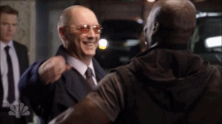 Red and Dembe hug in The Freelancer gif