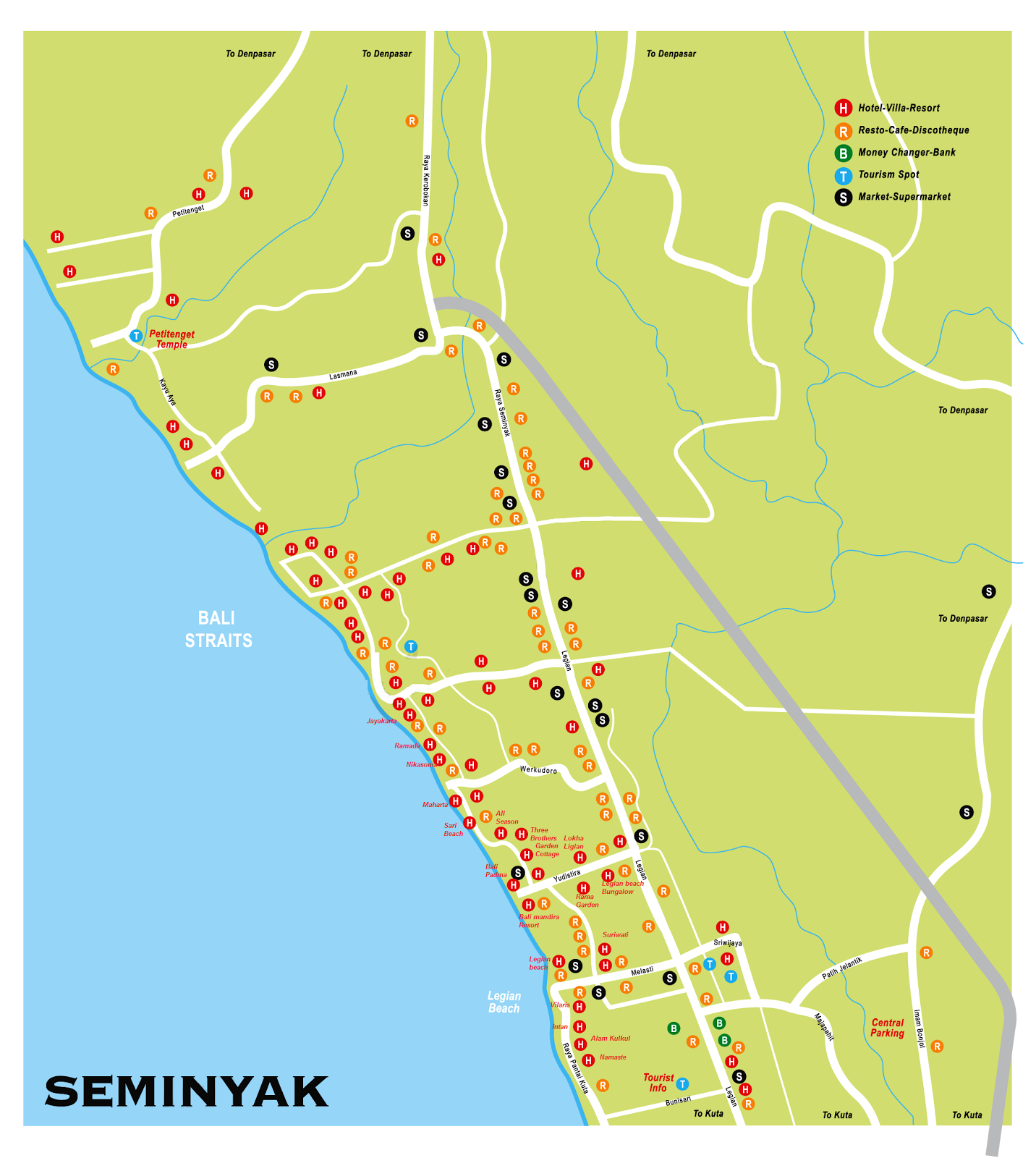 AMAZING INDONESIA KUTA SEMINYAK LEGIAN BEACH MAPS drink-eat-in-budget