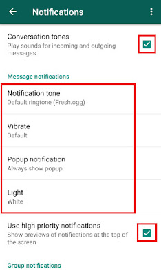 how to turn on whatsapp notifications on android