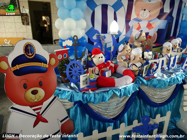 Ursinho Marinheiro - Decoração tradicional luxo - Detalhes imagem 01 Tema Ursinho Marinheiro - Festa infantil - mesa temática Ursinho Marinheiro