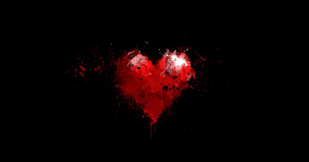 Minimalism Black Red Heart Paint Drop HD Love Wallpaper | Love ...