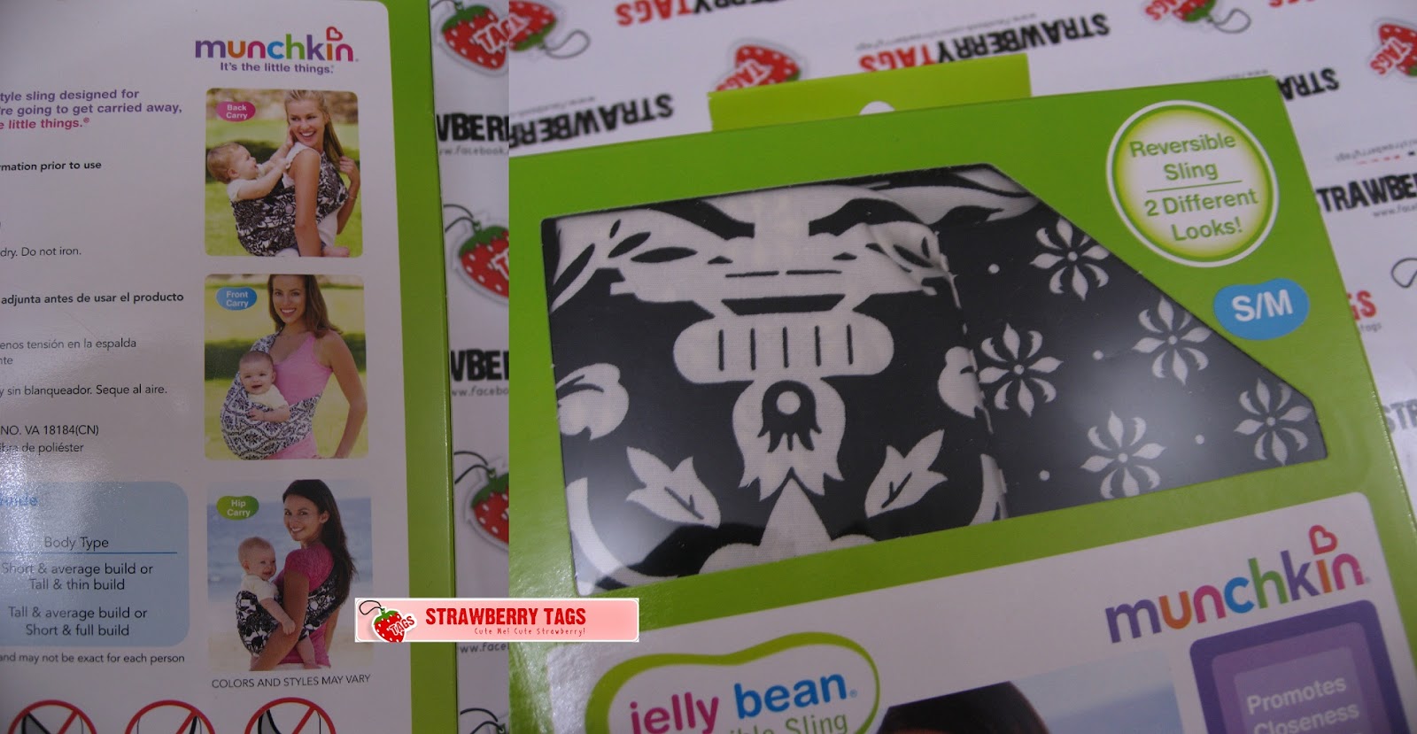 StrawBerry TaGs Munchkin Jelly Bean Reversible Sling & Eddie Bauer