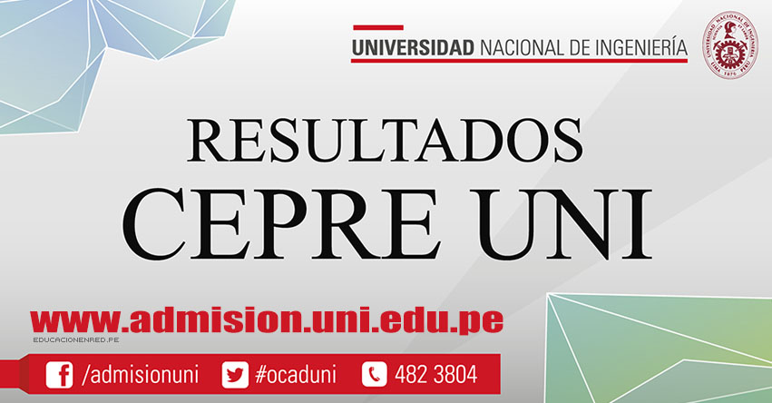 Resultados CEPRE-UNI 2017-1 (28 Enero) Examen Vocacional - Universidad Nacional de Ingeniería - www.cepre.uni.edu.pe | www.uni.edu.pe Resultados CEPRE-UNI 2017-1 (28 Enero) Examen Vocacional - Universidad Nacional de Ingeniería - www.cepre.uni.edu.pe | www.uni.edu.pe