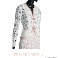 Queen Letizia Style FELIPE VARELA Dress and TOUS Earrings
