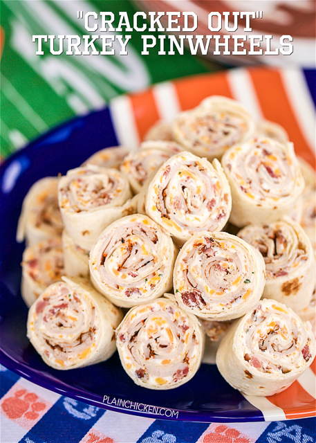 Cracked Out Turkey Pinwheels - I am ADDICTED to these sandwiches! Cream cheese, cheddar, bacon, Ranch and turkey wrapped in a tortilla. Can make ahead of time and refrigerate until ready to eat. Perfect for parties and tailgating!! Cracked Out Turkey Pinwheels - I am ADDICTED to these sandwiches! Cream cheese, cheddar, bacon, Ranch and turkey wrapped in a tortilla. Can make ahead of time and refrigerate until ready to eat. Perfect for parties and tailgating!!