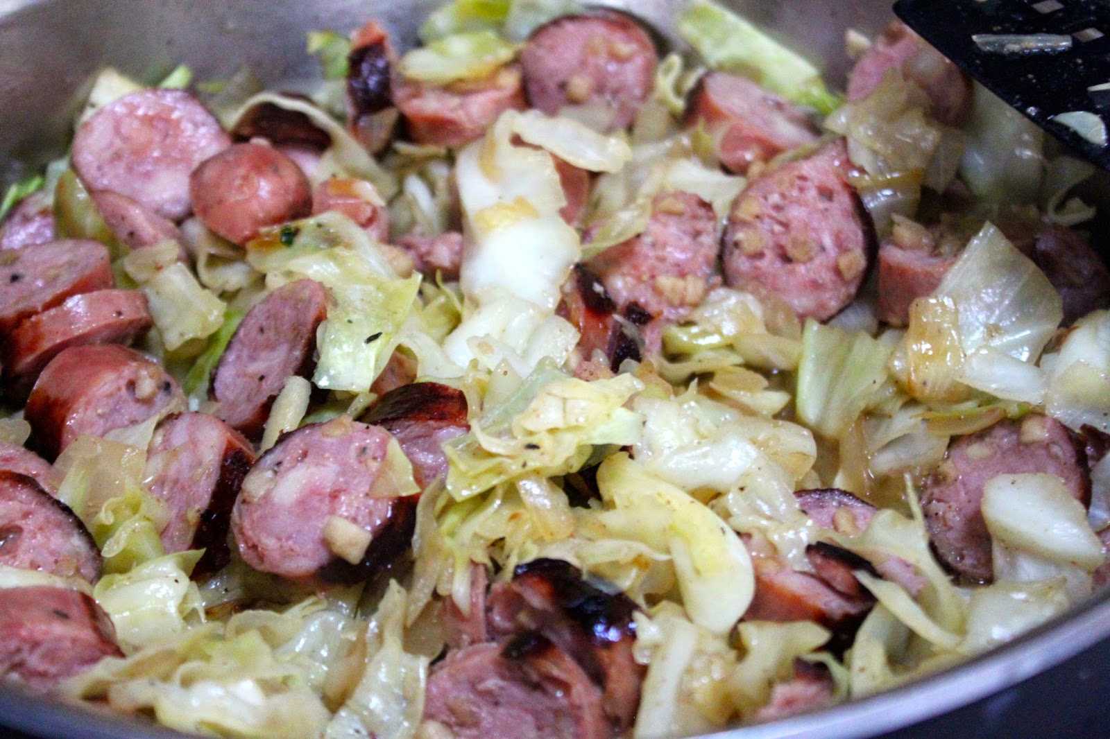my nutritious dish: chicken and apple sausage with cabbage ...