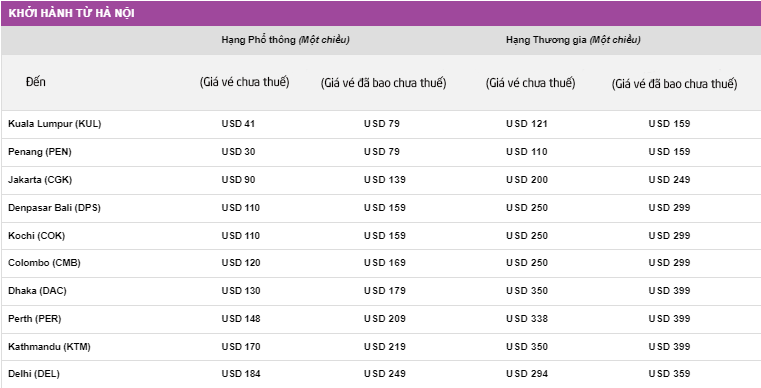Giá vé khuyến mãi bay từ Hà Nội đi Kuala Lumpur Malindo Air giá 41 usd