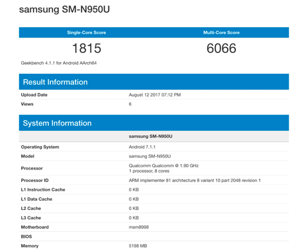 Samsung Galaxy Note 8 Benchmark - 2 Samsung Galaxy Note 8 Benchmark - 2
