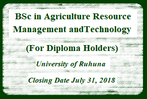 BSc in Agriculture Resource Management and Technology (For Diploma Holders)
