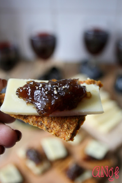 Close up of Gluten Free Havarti & Caramelised Onion Canapes  for New Year's Eve | Anyonita-nibbles.co.uk