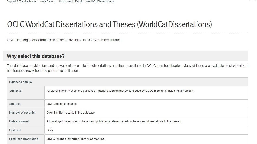 WorldCat Dissertations and Theses
