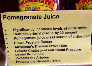   Pomegranate juice is often touted for its health benefits because, in clinical studies, it has been shown to be of significant benefit, especially in the prevention of heart disease.  Further, pomegranate juice has excellent antioxidant properties. It has about three times more antioxidants ounce-for-ounce than does red wine or green tea.