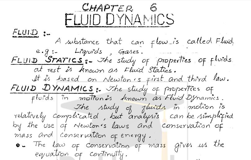 1st Year Physics Chapter 6 Notes Fluid Dynamics pdf 11th class Ratta.pk