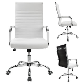 Front angle of Furmax White office chair