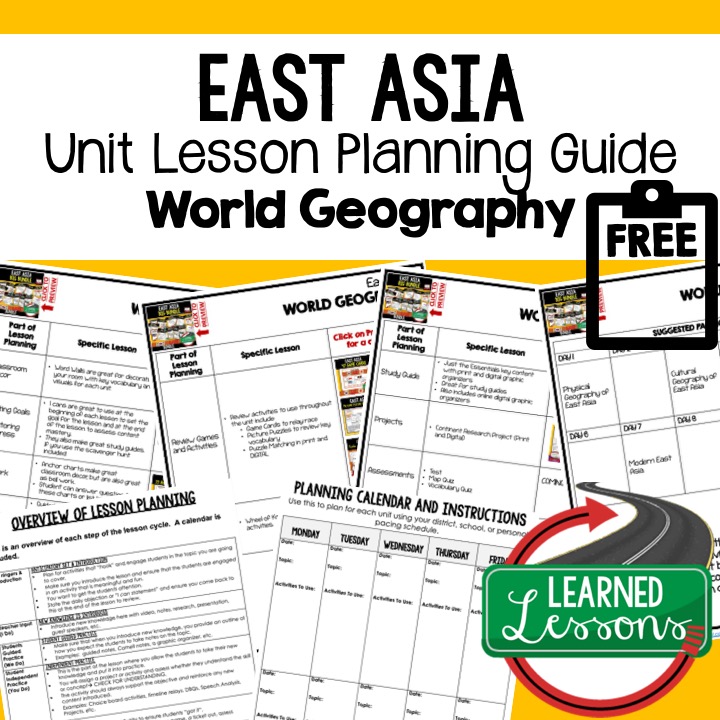 World Geography Lesson Plan Guides, World Geography Pacing Guide, World