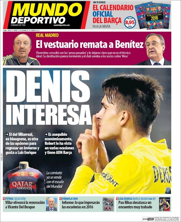 FC Barcelona, Mundo Deportivo: "Denis interesa"