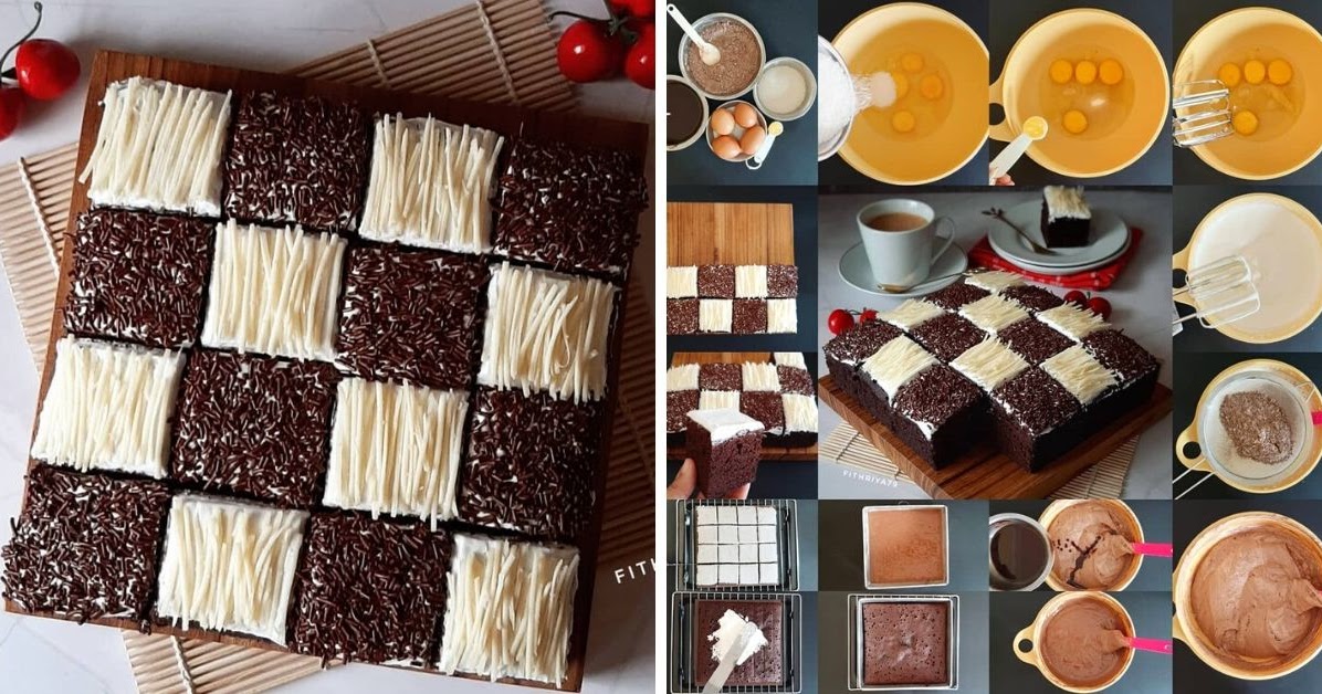 Brownies Kukus Potong Chessboard. Begini Cara Gampang Bikinnya.. - Resep  Spesial Brownies Kukus Potong Chessboard. Begini Cara Gampang Bikinnya.. - Resep  Spesial
