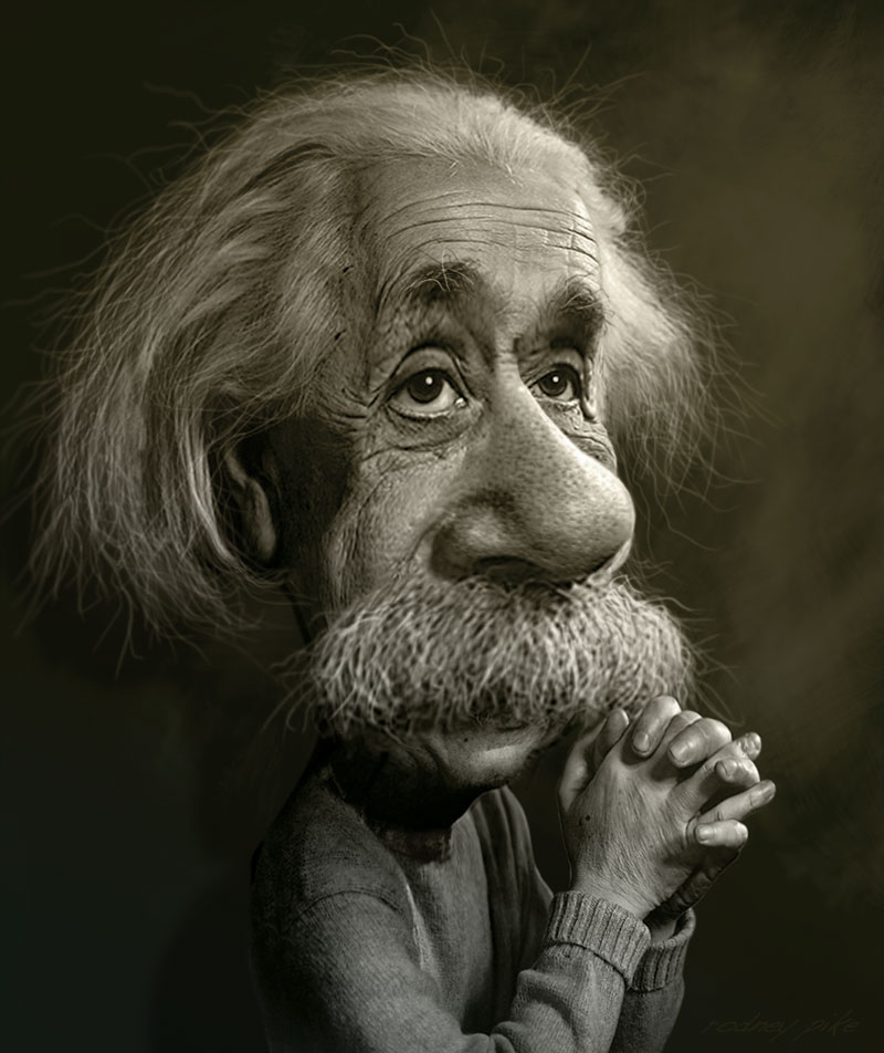 Rodney Pike Art Albert Einstein Caricature Study