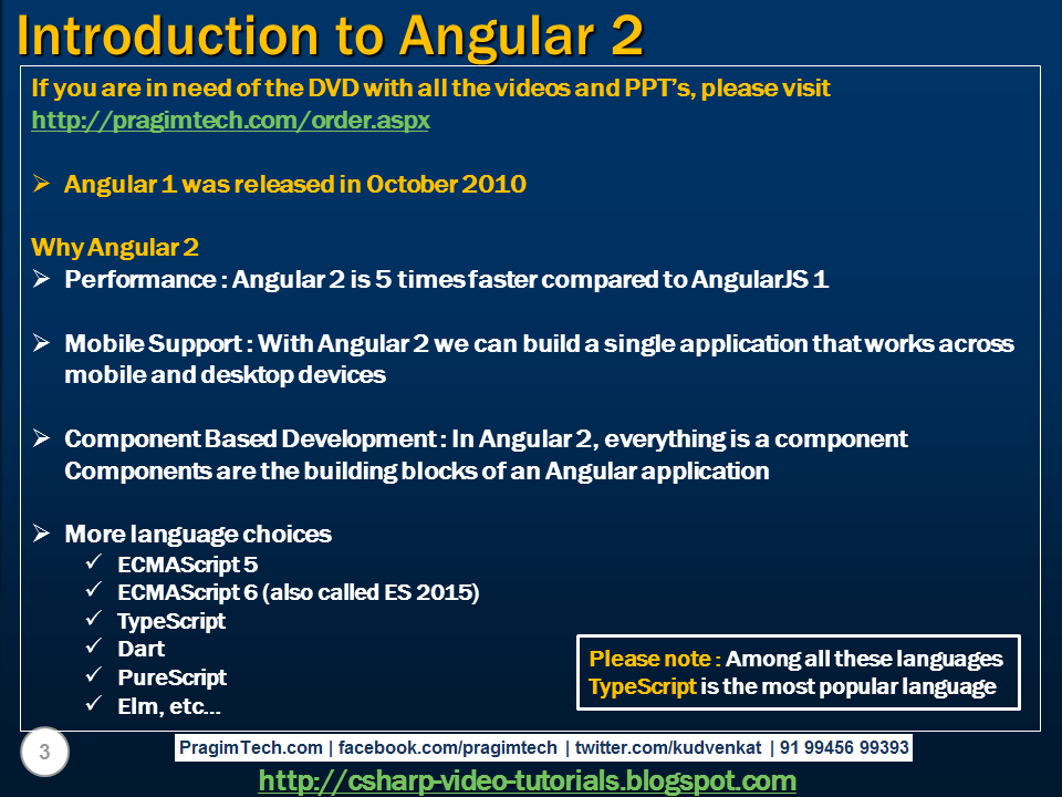 Sql server, .net and c# video tutorial: Introduction to Angular 2