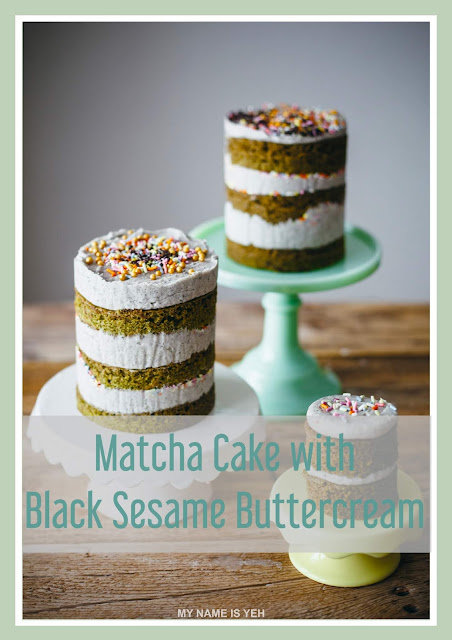 Matcha-Cake-with-Black-Sesame-Water-Cream Matcha Cake with Black Sesame Water Cream