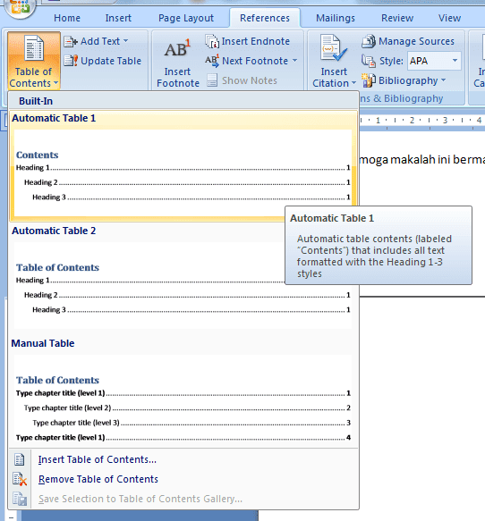 Cara Membuat Daftar Isi Otomatis Di Excel | cara cepat membuat daftar isi otomatis microsoft word 2007 Cara Membuat Daftar Isi Otomatis Di Excel | cara cepat membuat daftar isi otomatis microsoft word 2007