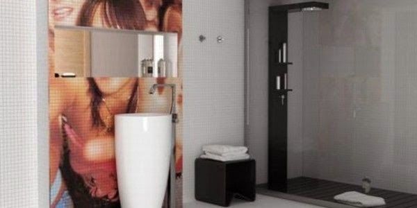 Luxurious bathroom with mosaic tiles