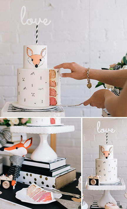 modern wilderness baby shower cake | creativebag.com
