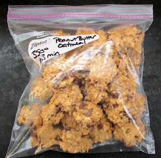 plastic bag filled with frozen balls of cookie dough