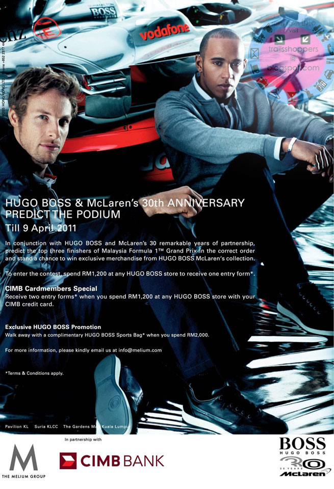 Hugo Boss McLaren's Promotion: 26 March – 9 April 2011 - Trailsshoppers ...