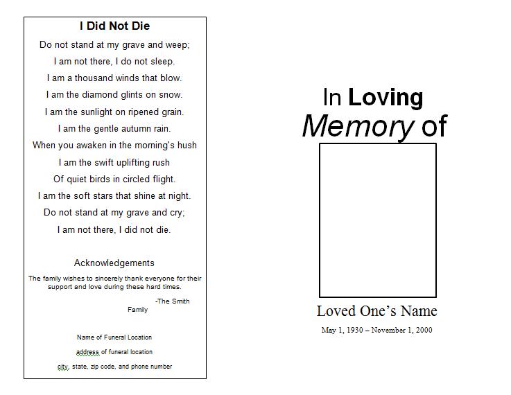 The Funeral Memorial Program Blog December 2011