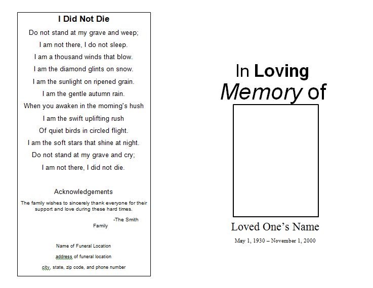 The Funeral Memorial Program Blog Free Funeral Program Template 