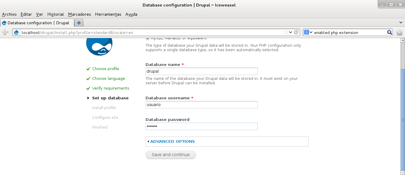 El Rincón del Software Instalacion de Drupal 7.22 (Cherokee 1.2.101
