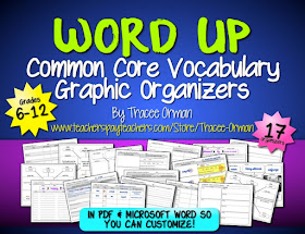 Common Core Graphic Organizers Vocabulary http://www.teacherspayteachers.com/Product/Common-Core-Vocabulary-Graphic-Organizers-Grades-6-12